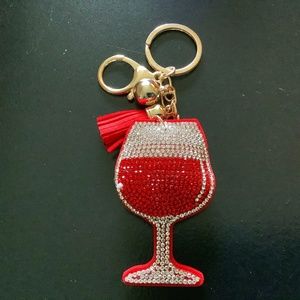 New Wine Glass Sparking Key Chain